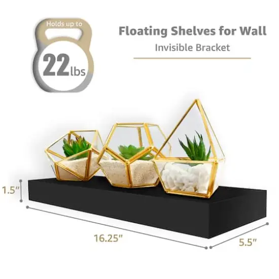 Sorbus Floating Faux Wood Shelf, 2ct. Black {6}