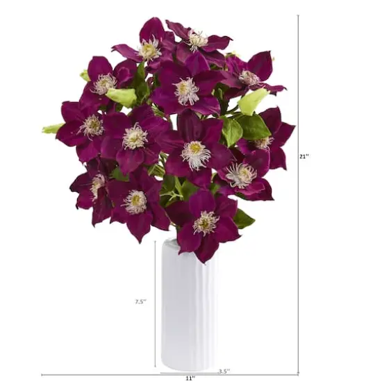 21" Anemone Arrangement In White Vase Purple {3}