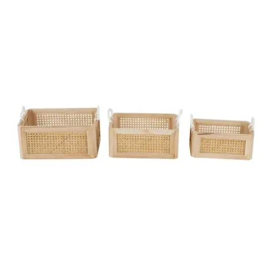 Brown Rattan Woven Storage Basket Set, 3ct. {7}