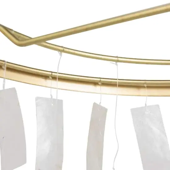 Hello Honey&reg; Marina Small Round Gold Metal & Natural Capiz Chandelier Style Pendant Ceiling Light {9}