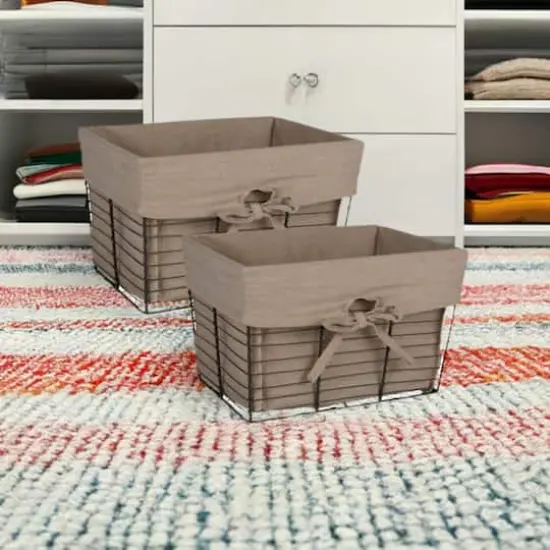 DII&reg; Medium Desert Taupe Lined Vintage Wire Basket, 2ct. {7}