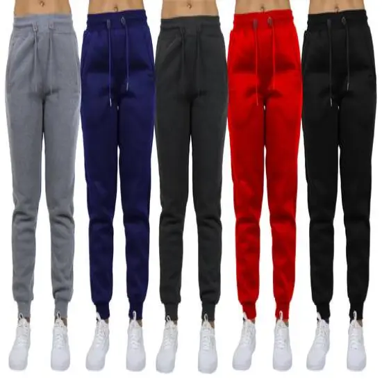 Galaxy by Harvic Women's Relaxed Fit Fleece-Lined Jogger Sweatpants 5 Pack Black/Charcoal/Red/Navy/Heather Gray {1}