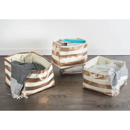 DII&reg; Medium Rectangle Stripes Paper Bin Copper {4}
