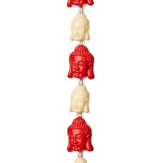 Red & White Reconstituted Stone Siddhartha Beads, 15mm by Bead Landing&trade; {1}