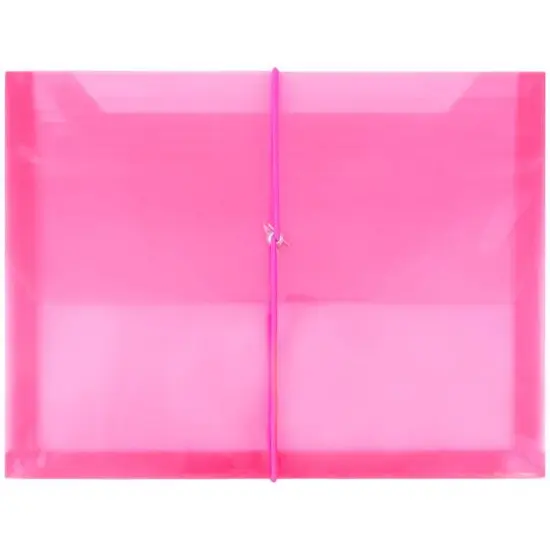 JAM Paper 9.75" x 13" Plastic Elastic Band Closure Expansion Envelopes, 12ct. Pink {1}