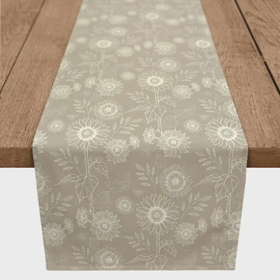 Sunflower Icons Cotton Twill Runner Taupe {1}