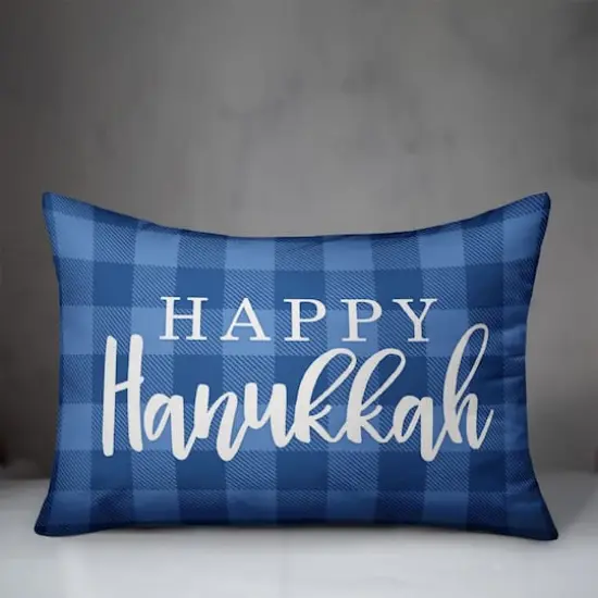Happy Hanukkah Buffalo Check 14x20 Spun Poly Pillow {3}