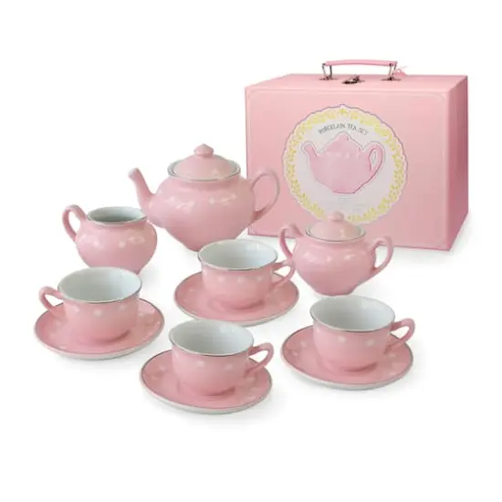 Bright Stripes Pink Porcelain Tea Set {1}
