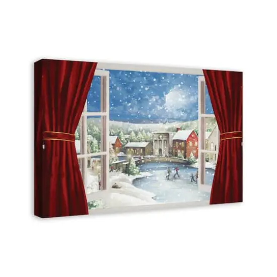 Christmas Window Scene Canvas Wall Art {3}