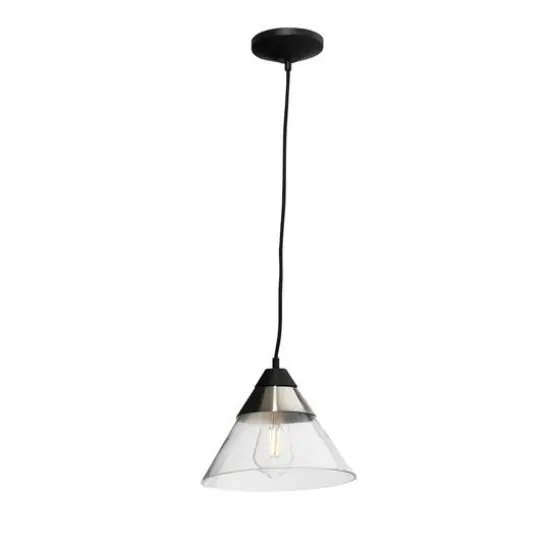 Hello Honey&reg; Robert Stevenson Lighting Theo 10" Matte Black & Brushed Metal Ceiling Light Black/Nickel {8}