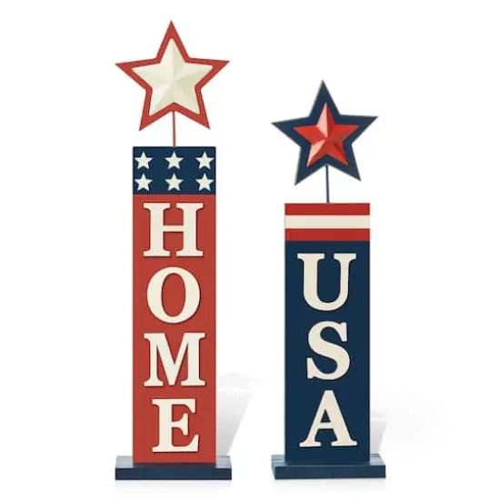 Glitzhome&reg; Americana Firecracker Table Sign Set {1}