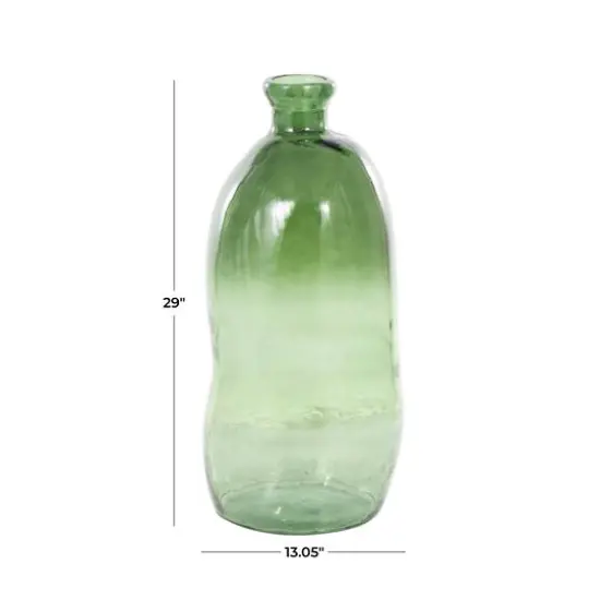 Green Recycled Glass Abstract Handmade Curved Ombre Spanish Bottle Vase {6}