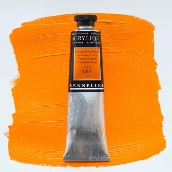 Sennelier Extra Fine Artists' Acrylic Paint, 60mL 687 Cadmium Orange {4}