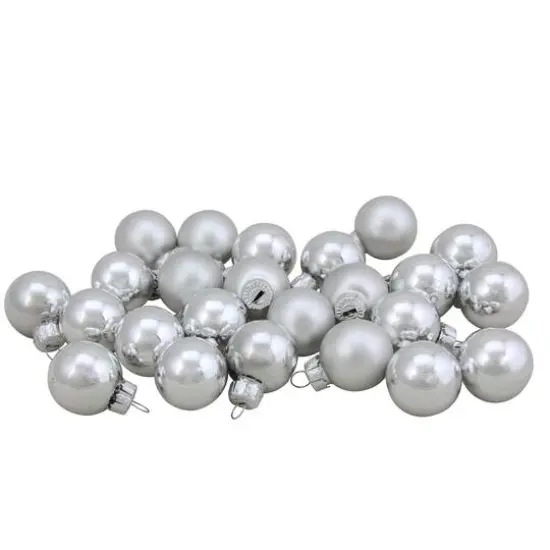 24ct. 1" 2-Finish Silver Glass Ball Ornaments {4}