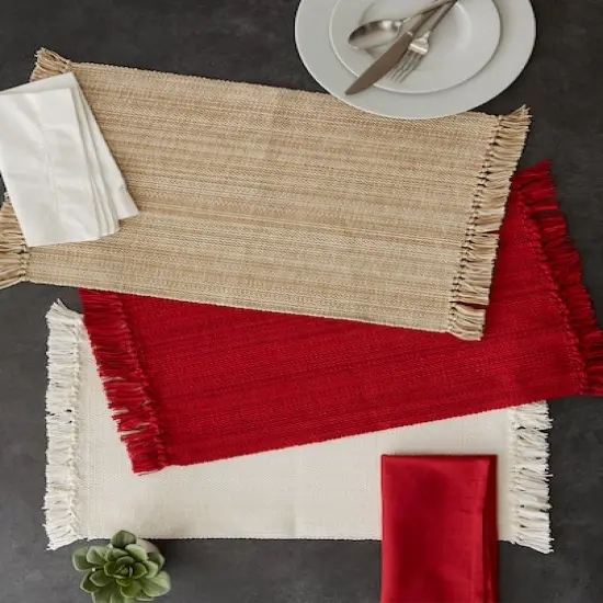 DII&reg; Variegated Red Fringe Placemat & Napkin Set, 8ct. {6}