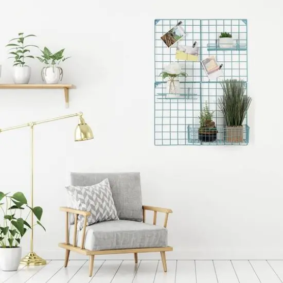 NEX&trade; Blue Wire Grid Storage Panel with 3 Wire Baskets {6}