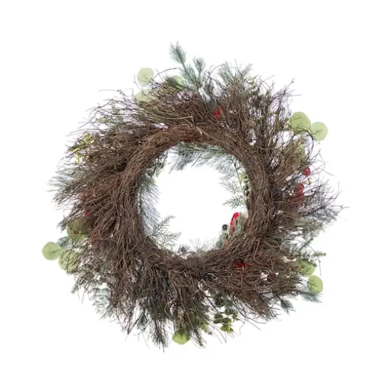 Glitzhome&reg; 24"D Christmas Red Mangnolia & Berry Wreath {8}