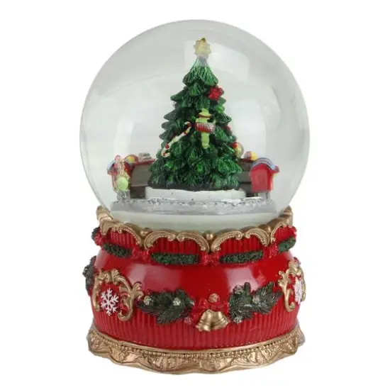 6" Musical Christmas Tree & Train Animated Water Globe {3}