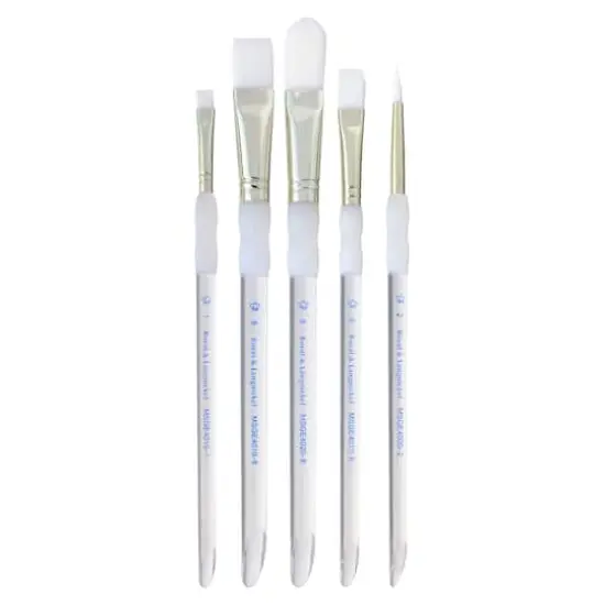 Soft-Grip&trade; White Taklon Brush Set {4}