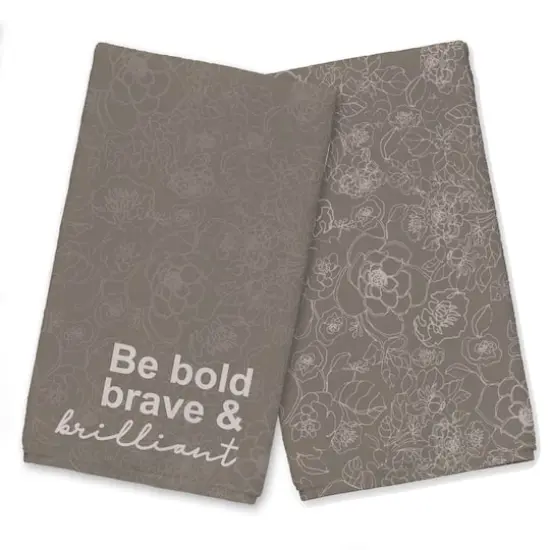 Be Bold Brave Brilliant Tea Towel Set Brown {1}