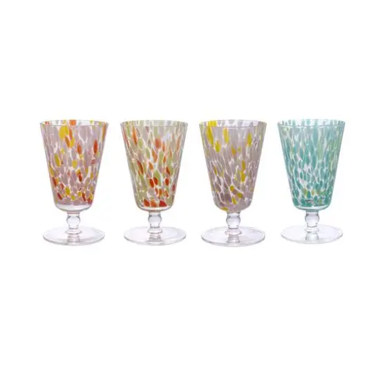 Hello Honey&reg; 5.75" Multicolor Round Stemmed Glass Drinking Glass Set {1}
