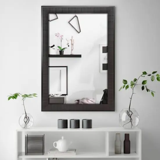 Head West&reg; Rustic Brown Framed Beveled Glass Accent Wall Mirror {3}