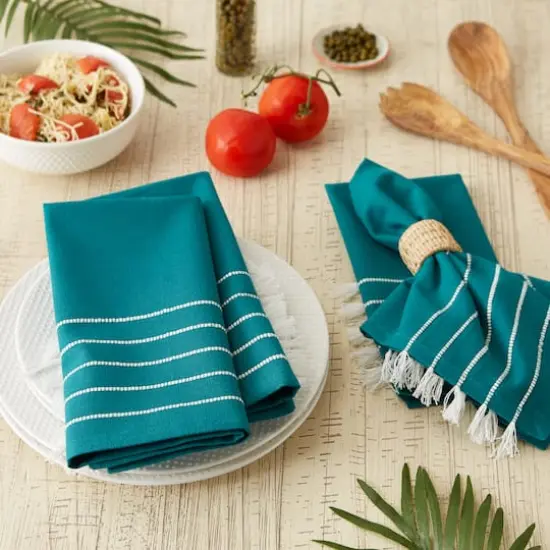 DII&reg; Striped Tassel Napkins, 4ct. Teal {4}