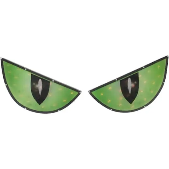 42" Lighted Green & Black Eyes Halloween Window Silhouette Decoration {1}