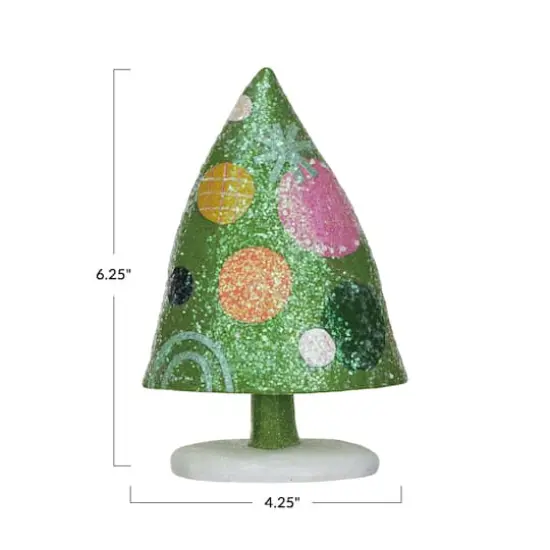Hello Honey&reg; 6.25" Multicolor Dots Glitter Christmas Tree Figurine {4}