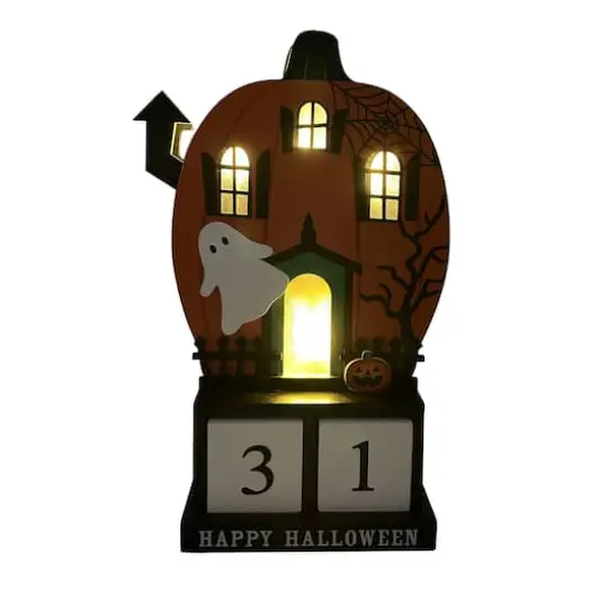 9.75" Lighted Pumpkin House Halloween Countdown Tabletop D&eacute;cor by Ashland&reg; {3}
