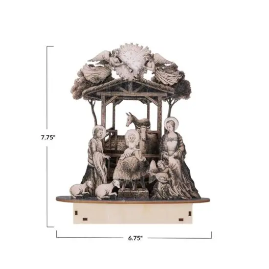 Hello Honey® 7.75" Laser-Cut Wood Nativity Scene with LED Light {5}