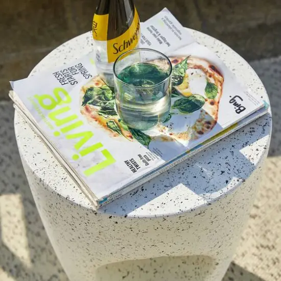 Glitzhome&reg; 18" Multi-Functional White Terrazzo Garden Stool {7}