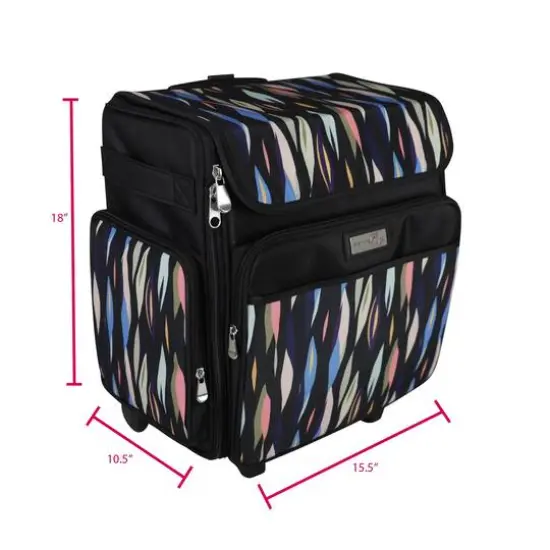 Everything Mary Black Abstract Stripes Rolling Craft Bag {4}