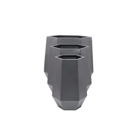 Grey Modern Planter, Set of 3" 21", 16", 11" {4}