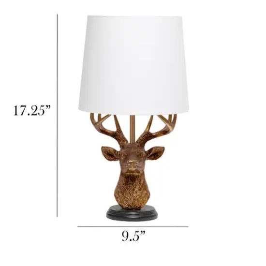 Simple Designs&trade; 17" Copper Deer Antler Table Lamp with White Shade {4}