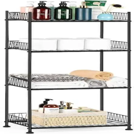 Black 4-Tier Bathroom Storage Rack {1}