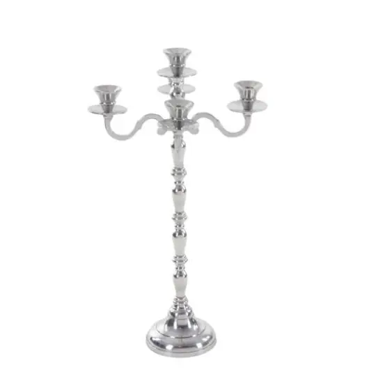 Silver Metal Traditional Candlestick Holders, 23" x 10" x 10" {4}
