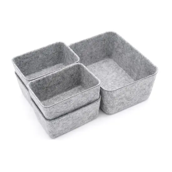 Welaxy Felt 5 Piece Drawer Organizer Bins Gray {8}