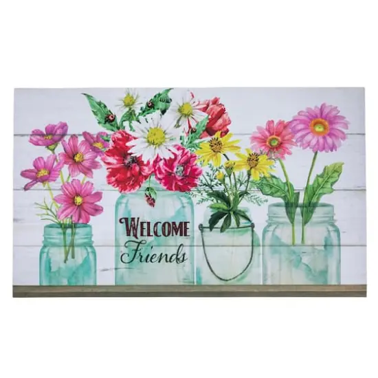 Welcome Friends Spring Bouquet Doormat 18" x 30" {1}