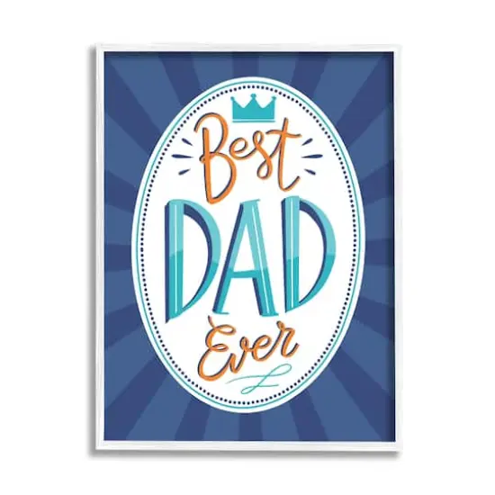 Stupell Industries Best Dad Ever Striped Phrase Framed Giclee Art White {1}