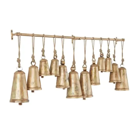 Brass Metal Bohemian Decorative Cow Bell, 48" x 5" x 28" {3}