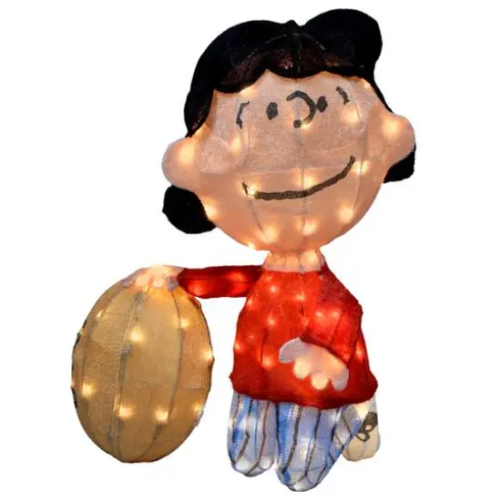 2.5ft. LED Peanuts Lucy with Football & Charlie Brown Yard Art {7}