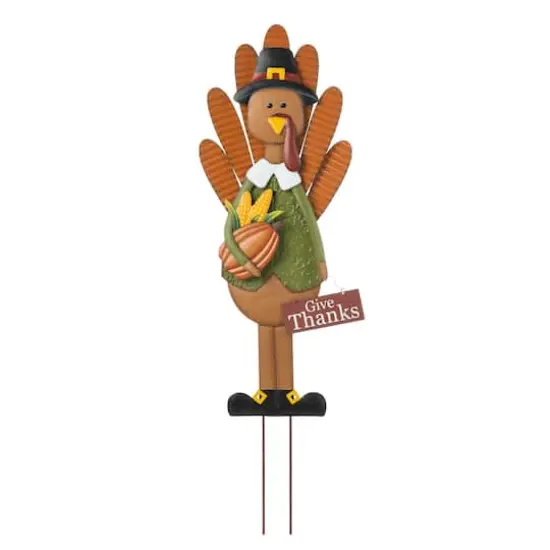 Glitzhome&reg; 36" Thanksgiving Metal Turkey Standing Or Hanging Yard Stake {1}