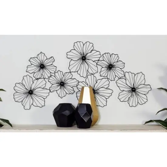 CosmoLiving by Cosmopolitan 43" Black Modern Floral Blooms Wall D&eacute;cor {8}
