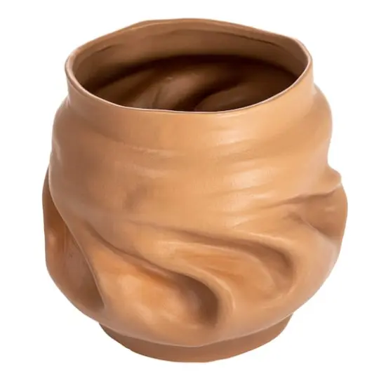 Hello Honey&reg; 10" Brown Organically Shaped Stoneware Pinched Planter {1}