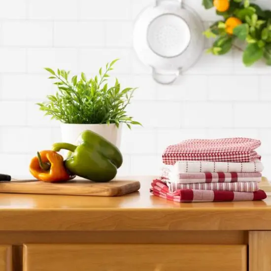 DII&reg; Barn Red Farmhouse Woven Dishtowel Set {8}