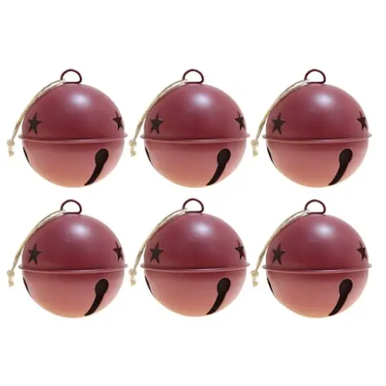 Haute Decor 6ct. 3.5" Red Jingle Bell Ornaments {1}