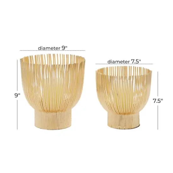 CosmoLiving by Cosmopolitan Set of 2 Gold Metal Candle Holder 9", 8" {6}