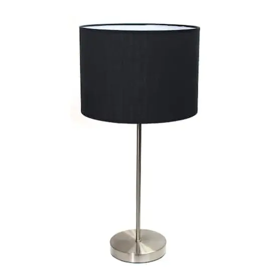 Simple Designs 23" Brushed Nickel Stick Lamp with Black Fabric Shade {1}