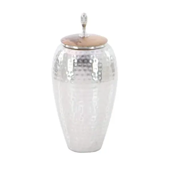 16" Silver Iron Contemporary Decorative Jar {7}